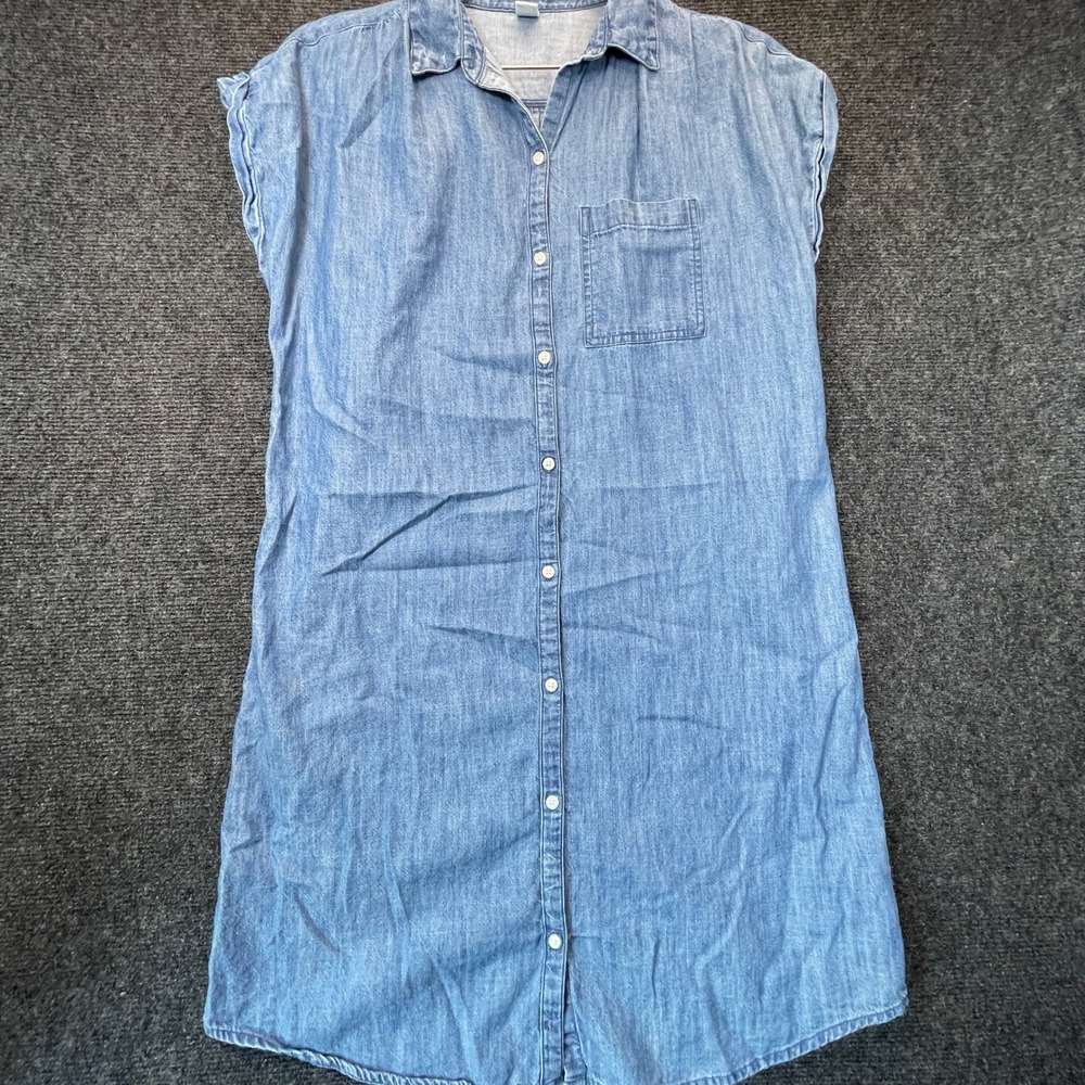 Old Navy Shirt Dress Women M Denim Chambray Casual Layering Cottagecore Boho
